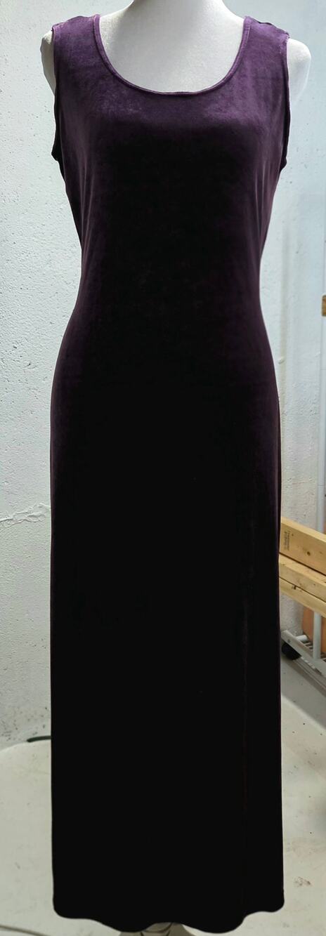 K Studio Women's Plum Stretch Velvet Long Dress Size 8